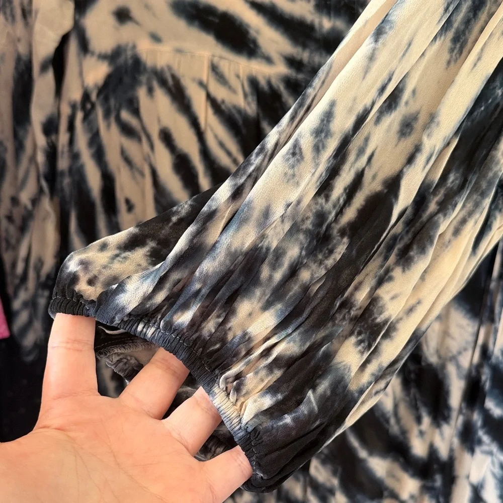 ON HOLD*** Young Fabulous & Broke Black and Cream Tie-Dye Dress - Picture 3 of 5
